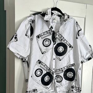 Zara White Shirt with Black Cassette Print
